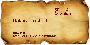 Bakos Lipót névjegykártya